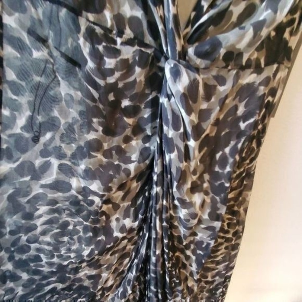 Donna Karan DKNY black grey leopard print silk blend dress size 4 New!! MSRP 395 - Picture 7 of 11